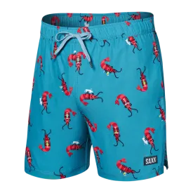 SAXX 5-Inch Oh Buoy 2N1 Volley Shrimp Cocktail Swim Trunks - Blue Moon