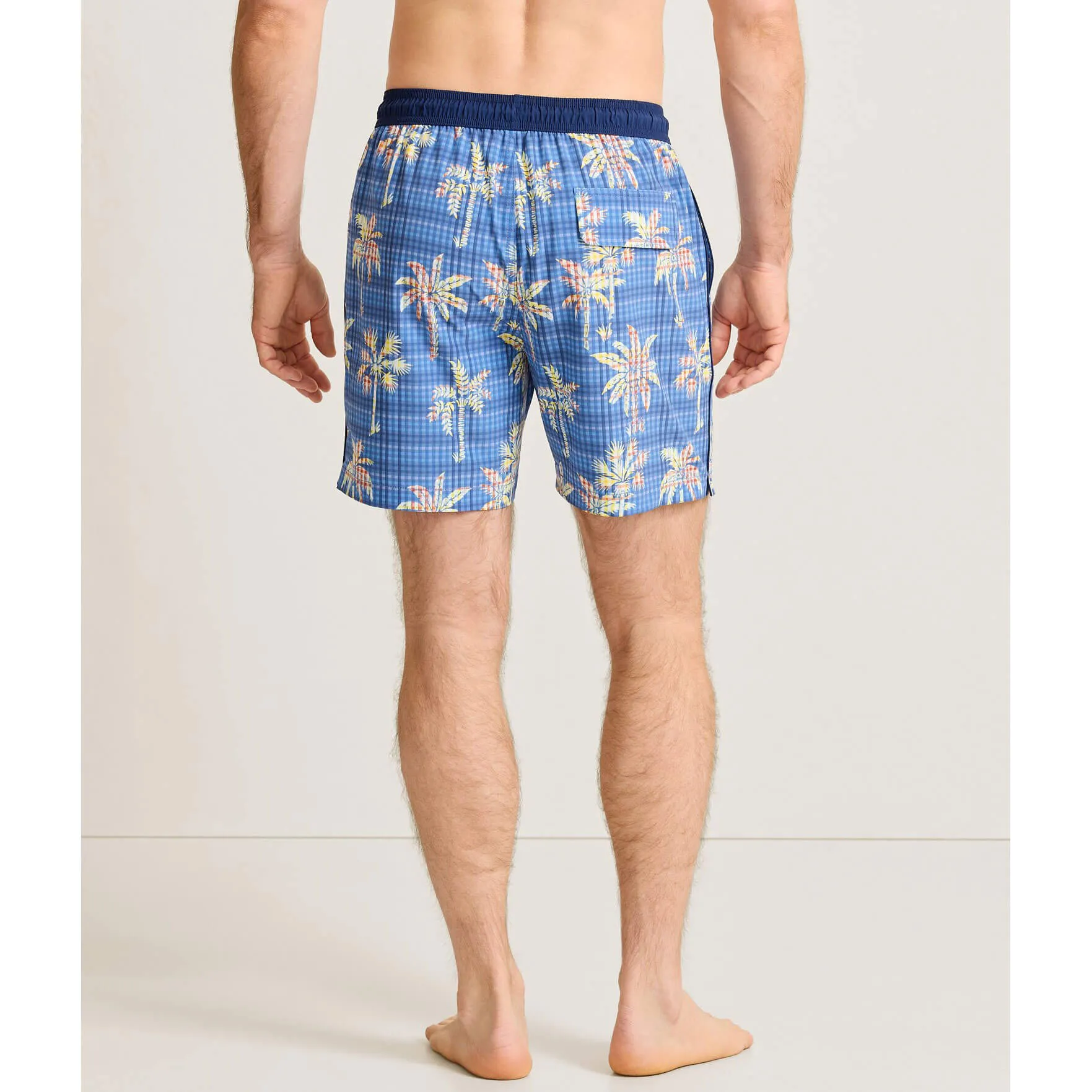Tommy Bahama Men's 6-Inch Naples Gingham Palms Swim Trunks - Regal Blue