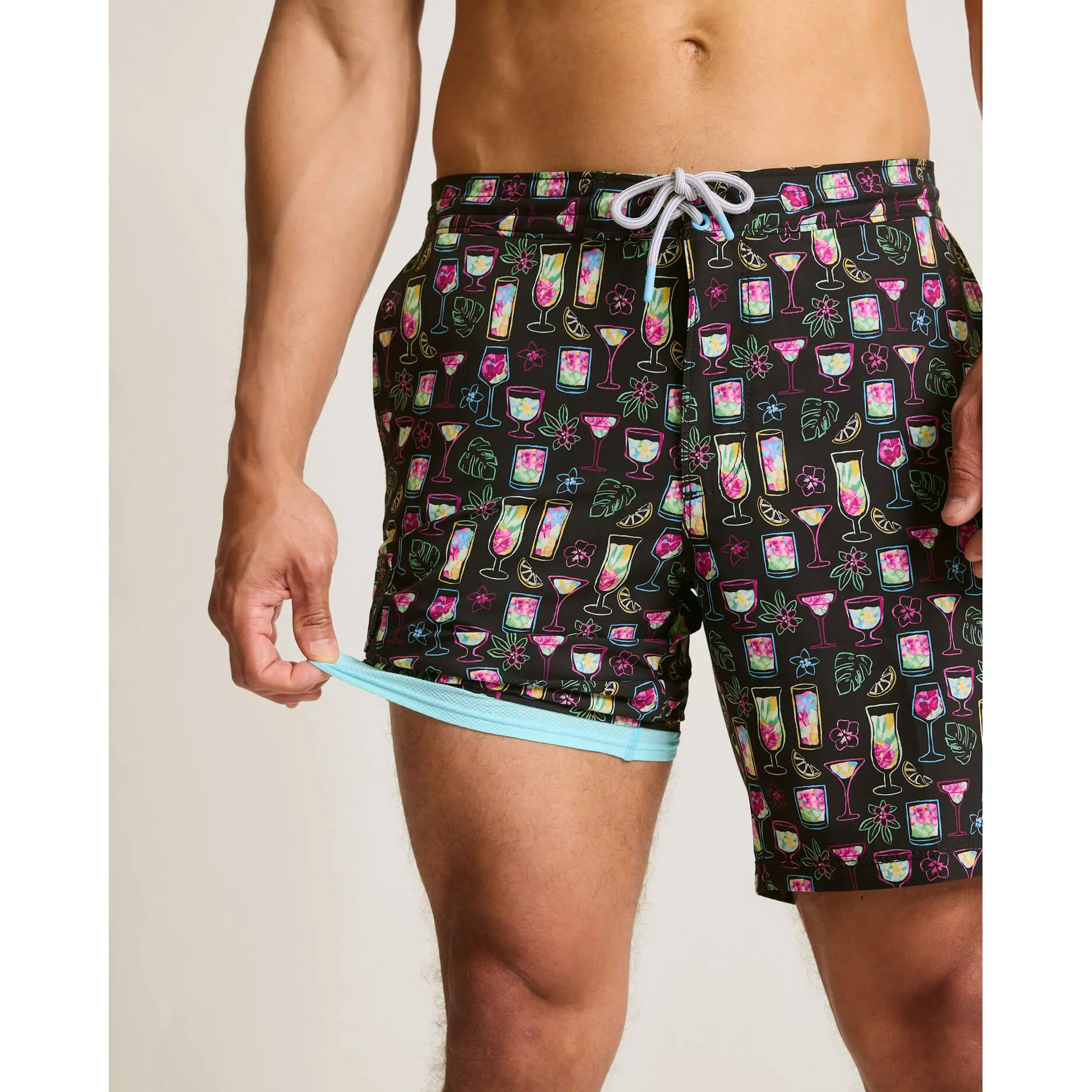 Tommy Bahama Men's 8-Inch Baja Colada Sunset Swim Trunks - Jet Black