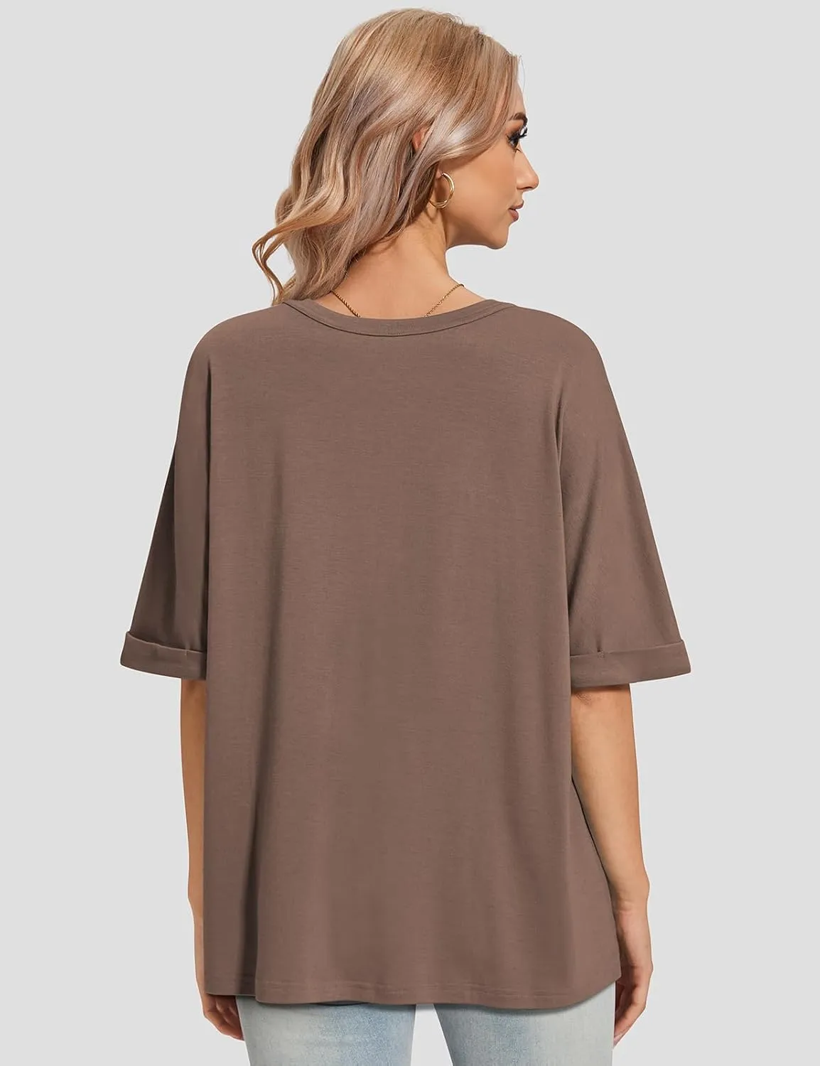 UEU Women Oversized T-Shirt Summer Casual Loose Fit Short Sleeve Basic Tops Workout Gym Tee Shirt
