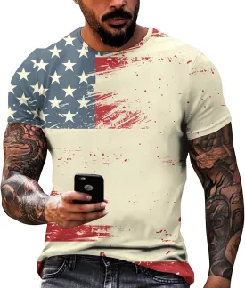 USA Shirt Men Comfortable & Slim Fit Flag Graphic Short Sleeve 2025