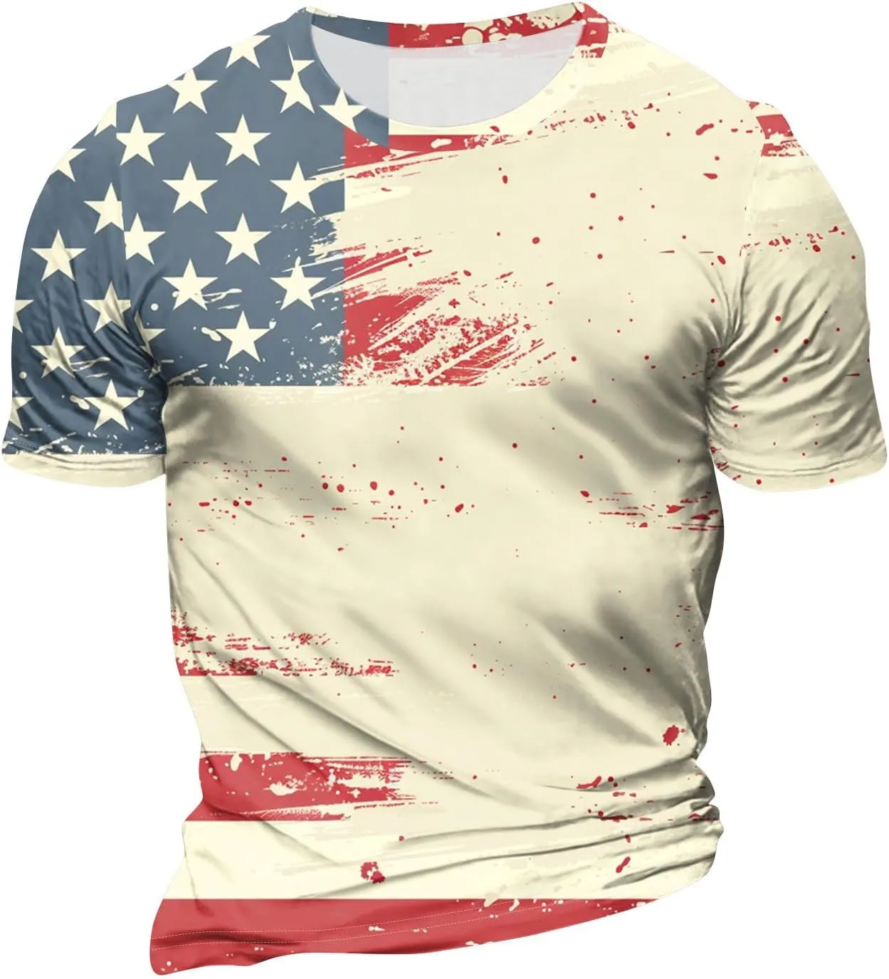 USA Shirt Men Comfortable & Slim Fit Flag Graphic Short Sleeve 2025