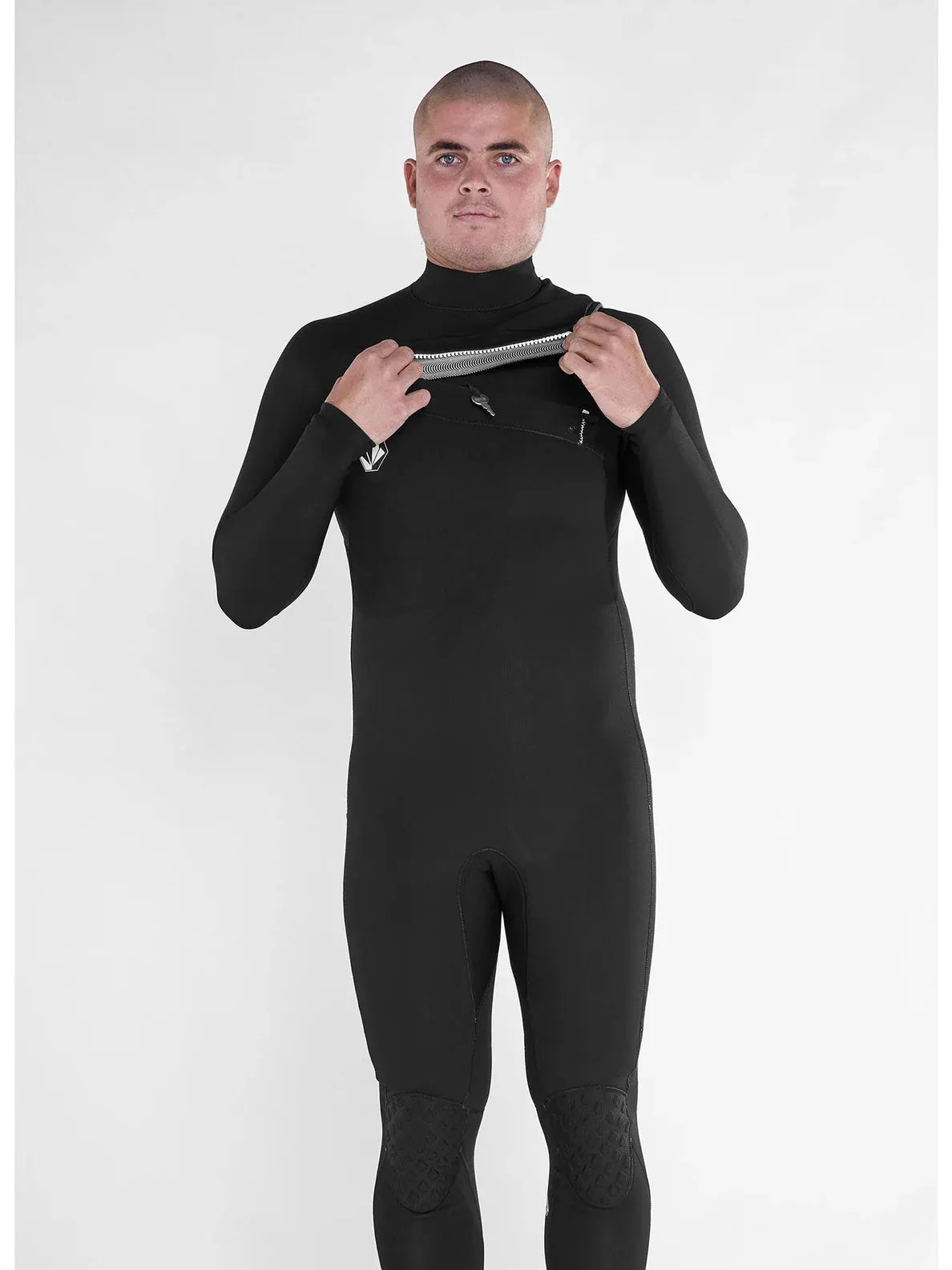 Volcom Men's Modulator 4/3mm Chest Zip Wetsuit Black A9532204_BLK
