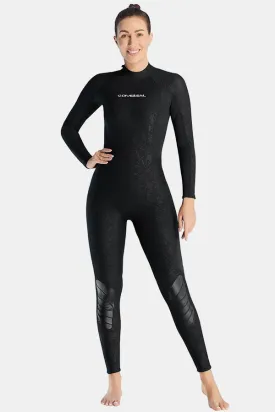 Women's Long Sleeve One-Piece 3MM Black Wetsuit UPF 50 