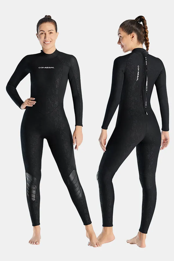 Women's Long Sleeve One-Piece 3MM Black Wetsuit UPF 50 