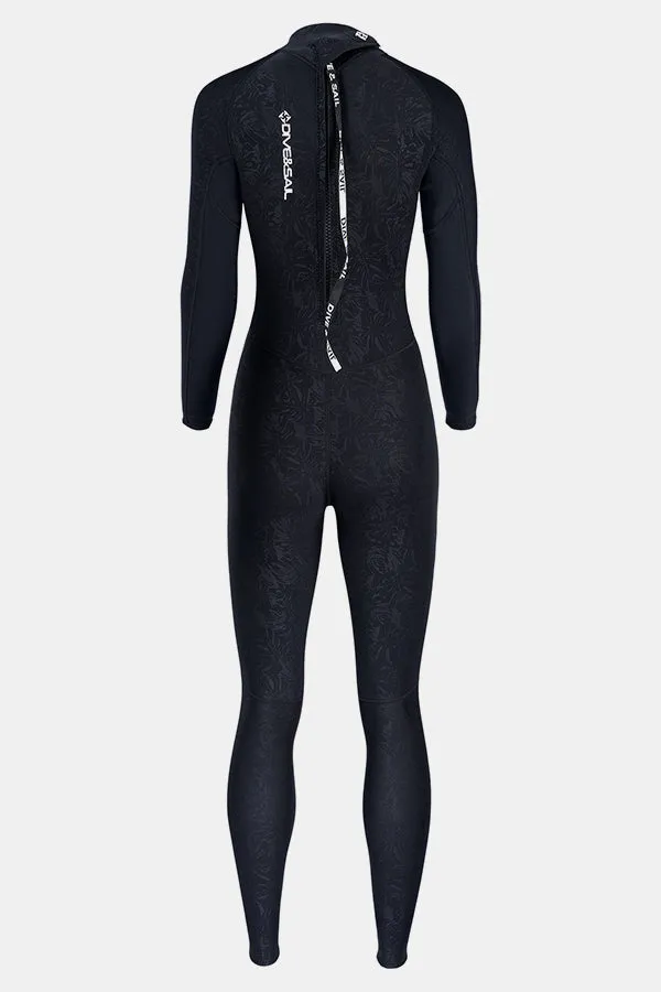 Women's Long Sleeve One-Piece 3MM Black Wetsuit UPF 50 