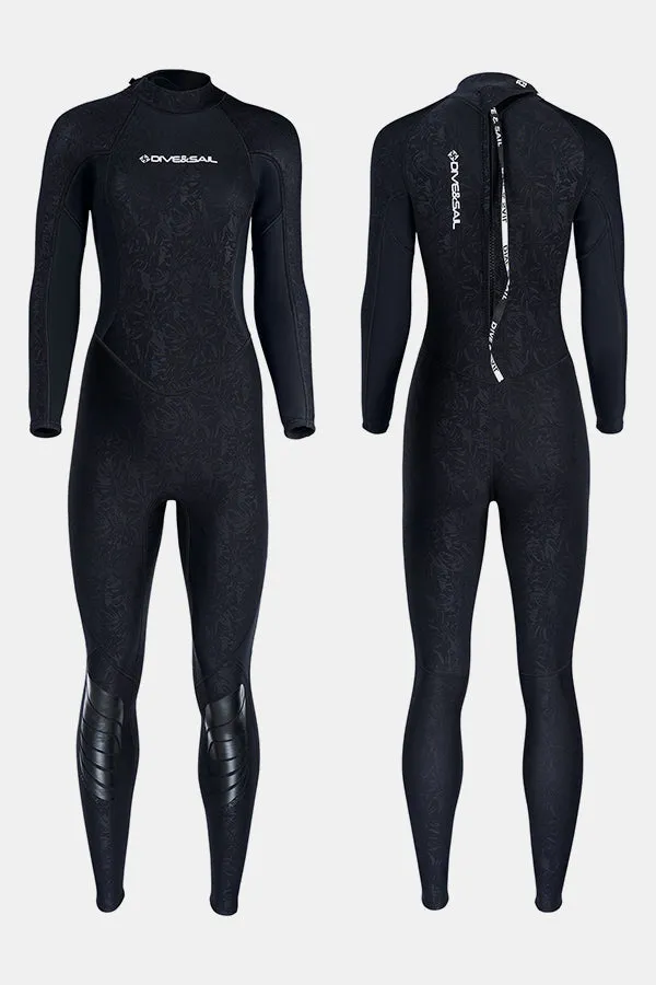 Women's Long Sleeve One-Piece 3MM Black Wetsuit UPF 50 
