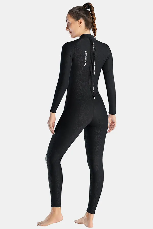 Women's Long Sleeve One-Piece 3MM Black Wetsuit UPF 50 